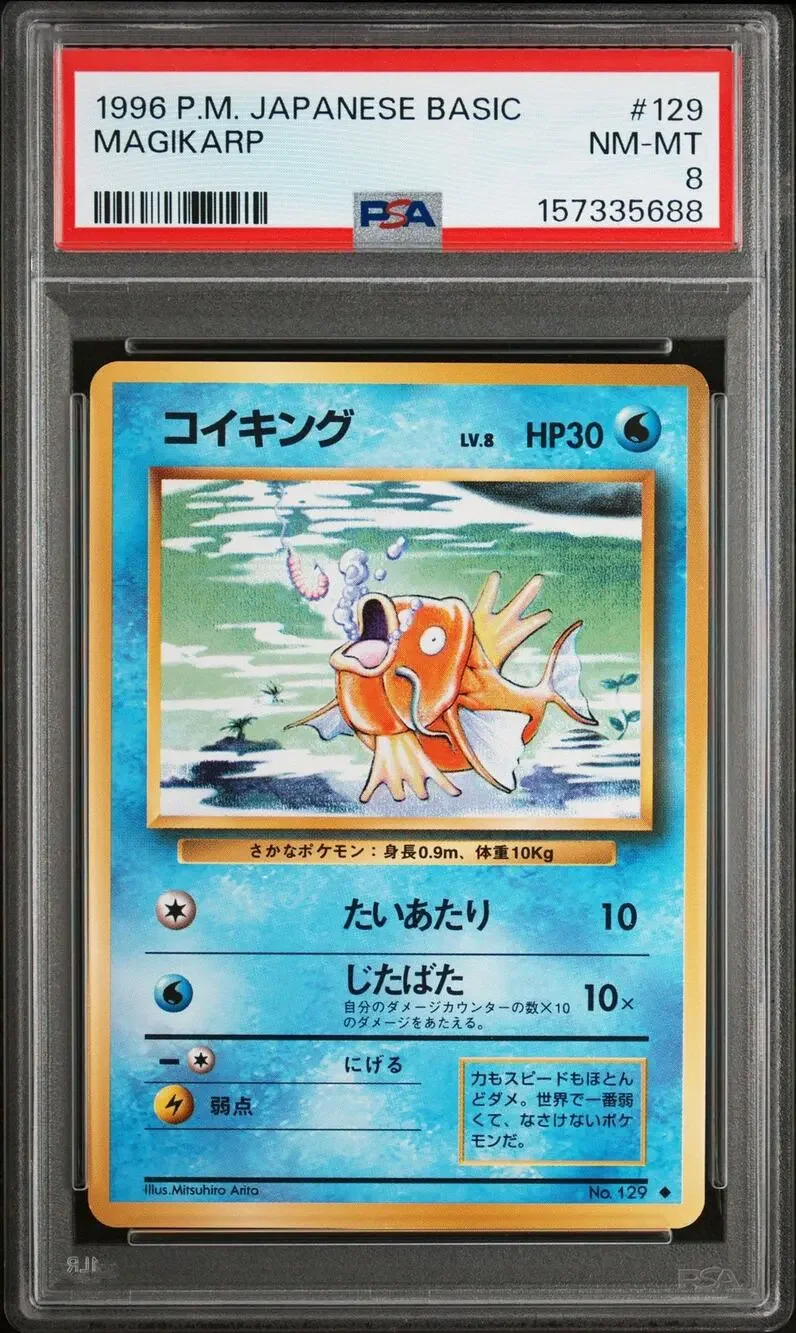 PSA 8 NM-MT Magikarp 129 Japanese Pokémon 1996 Base Set Uncommon Graded Card